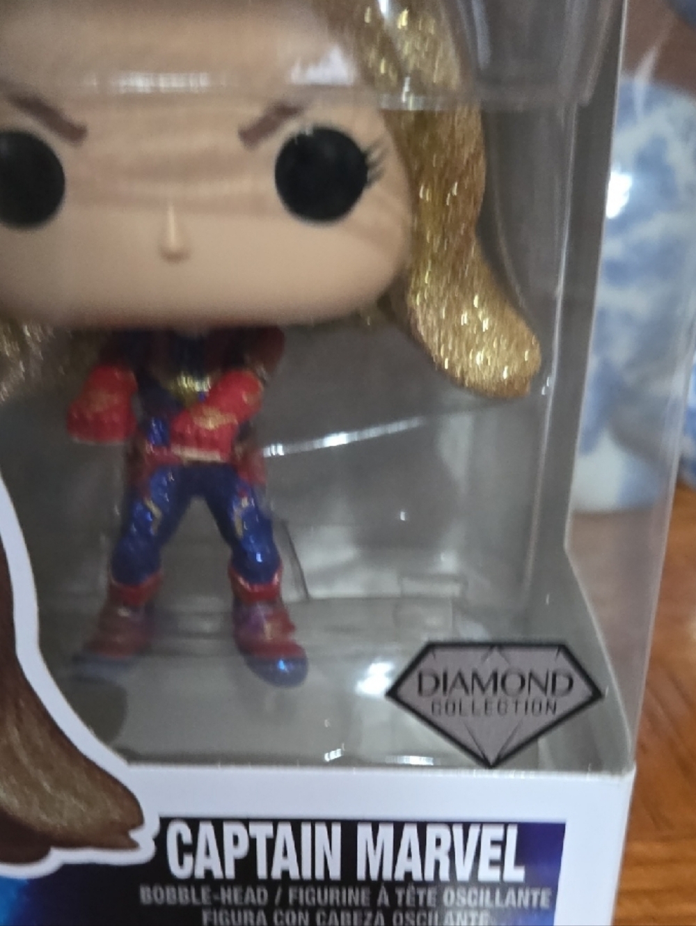Funko Pop! Captain Marvel Glitter Diamond Figure - Gold, Red, Blue